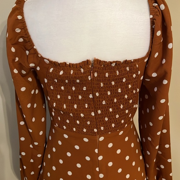 Polka Dot Midi Dress in Burnt Orange Small - Picture 7 of 16